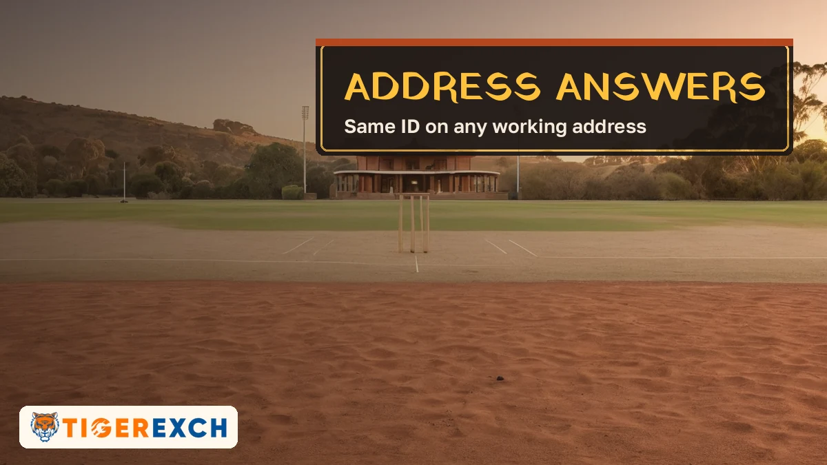 Address answers card, same ID on any working address, over an empty cricket ground at dusk