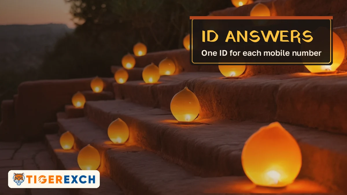 ID answers card, one ID for each mobile number, over glowing lanterns on stone steps