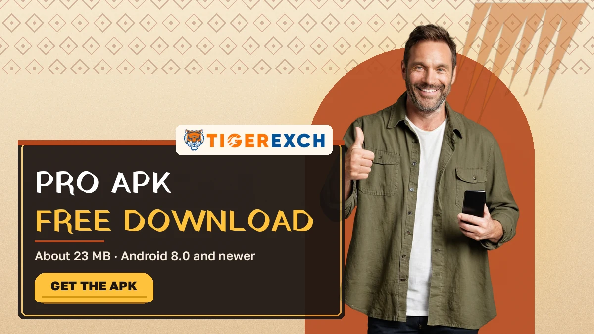 Pro APK free download banner reading about 23 MB, Android 8.0 and newer, beside a man giving a thumbs-up